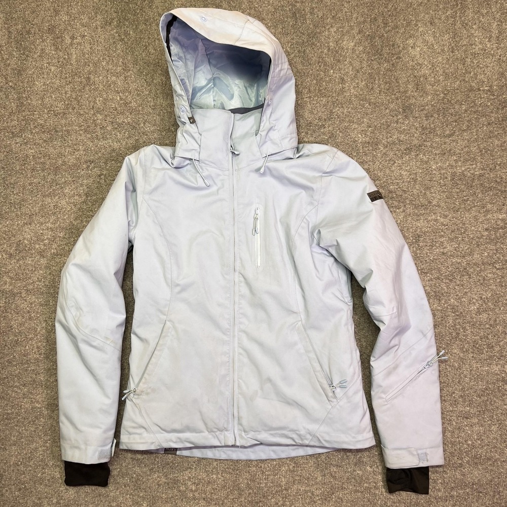 Roxy Jacket Womens Small Blue Hooded DryFlight 20K Insulated Ski Snow Pockets
